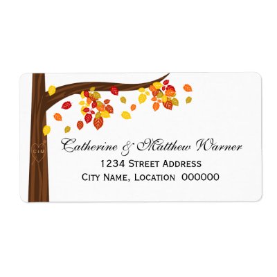 Autumn Falling Leaves Shipping Labels