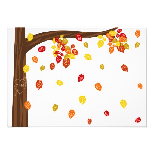 Autumn Falling Leaves Wedding Invitation