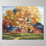 Autumn Farm House Print