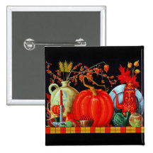 Autumn Festive Table Pinback Button
