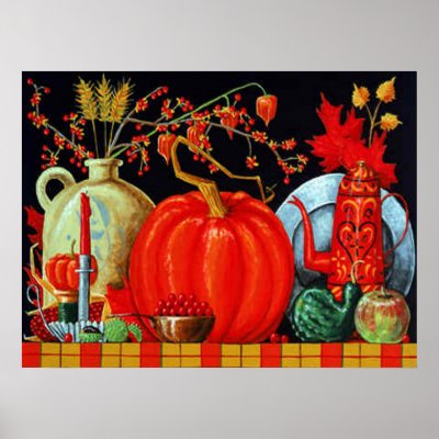 Autumn Festive Table Print by Sandyspider