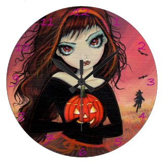 Autumn Fire Halloween Art Clock