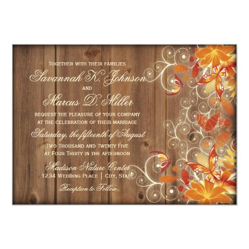 Autumn Floral Rustic Wood Fall Wedding Invitations Zazzle