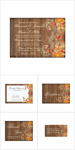Autumn Floral Rustic Wood Fall Wedding Invitations