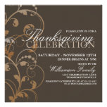 Autumn Floral Thanksgiving Dinner Invitation