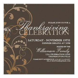 Autumn Floral Thanksgiving Dinner Invitation