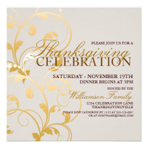 Autumn Floral Thanksgiving Dinner Invitation