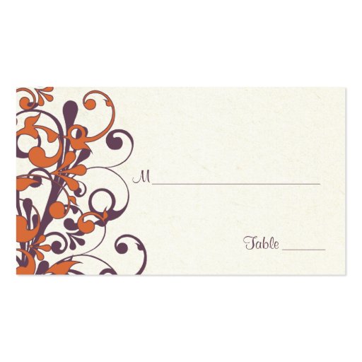 Autumn Floral Wedding Place or Escort Cards Business Cards (front side)