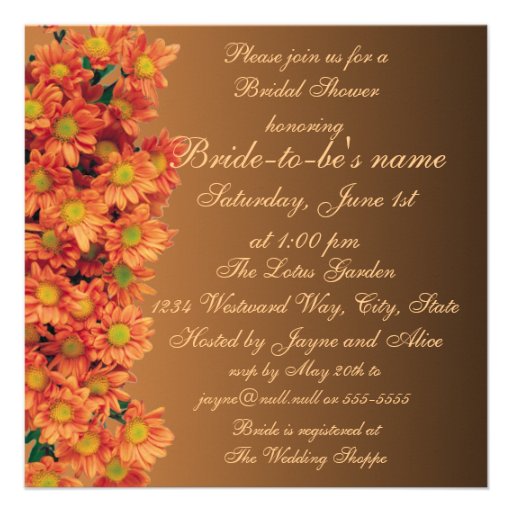 Autumn Flowers Bridal Shower Invitation