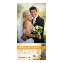 Autumn Flowers, FAUX Wood Wedding Photo Card 2 photo cards