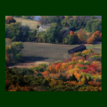 Autumn Foliage Fields Barn Nature Poster posters