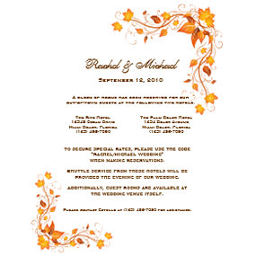 Autumn Foliage Wedding Accomodations Card invitation