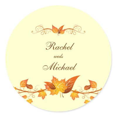 Autumn Foliage Wedding Envelope Seals Round Stickers
