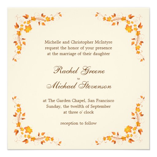 Autumn Foliage Wedding Invitation Card