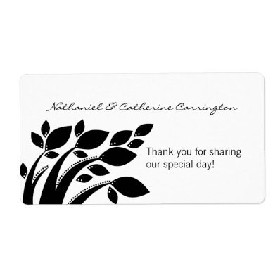 Autumn Foliage Wedding Labels, Black Label