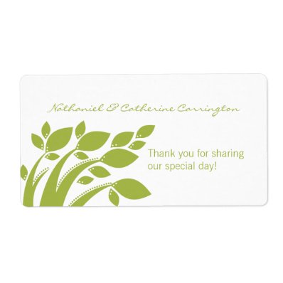 Autumn Foliage Wedding Labels, Green Label