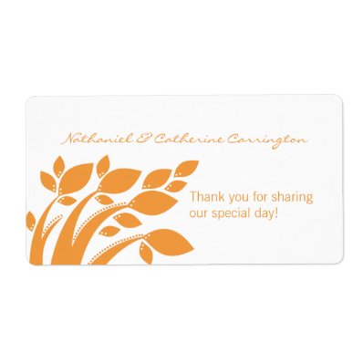 Autumn Foliage Wedding Labels, Orange Label