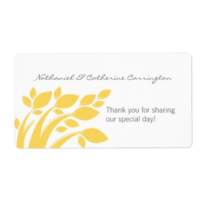 Autumn Foliage Wedding Labels, Yellow Label