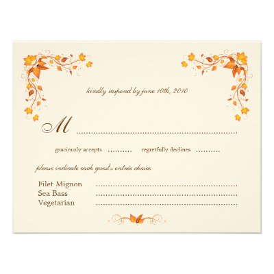 Autumn Foliage Wedding RSVP Card with Envelope Custom Announcements