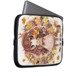 Autumn girl and cute squirell computer sleeve