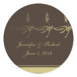 Autumn Glamour in Chocolate Brown and Gold Round Sticker