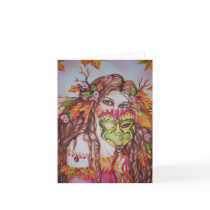 Autumn Goddess Harvest Moon Masquerade Notecard cards
