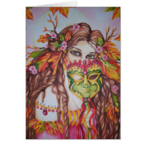 Autumn Goddess Harvest Moon Masquerade Notecard cards