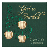 Autumn Gold Pumpkins Thanksgiving Invitation