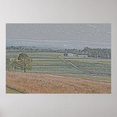 Autumn Grains & Amish Farm Road Print by nightlifesommelier