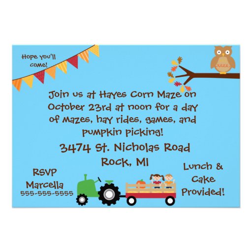 Autumn Harvest Birthday Party Invitation