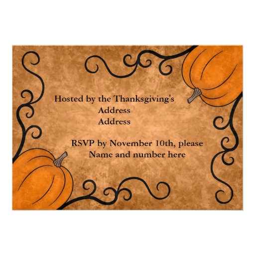 Autumn harvest pumpkin Thanksgiving dinner 5x7 Invite