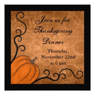Autumn harvest pumpkin Thanksgiving dinner square Invite