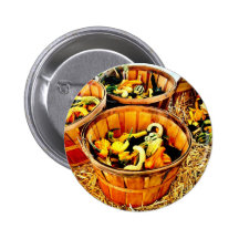 Autumn Harvest Pumpkins & Gourds Thanksgiving Button