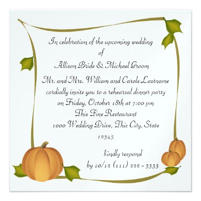 Autumn Harvest Rehearsal Dinner Custom Invitations