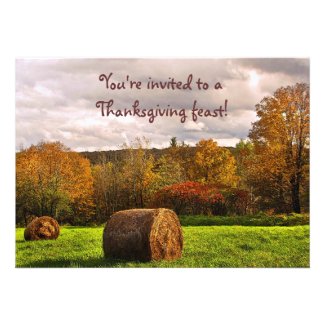 Autumn Hay Harvest Thanksgiving Custom Invites