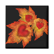 Autumn Hearts Black Magnet
