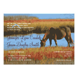 Autumn Horse Rustic Country Wedding Invitations Announcements