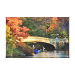 Autumn in Central Park: Boaters by Bow Bridge  #01 Gallery Wrapped Canvas