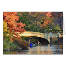 Autumn in Central Park: Boaters by Bow Bridge  #01 Card