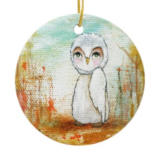 Autumn Joy Whimsical Woodland Owl Art Painting Ornaments