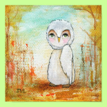 Autumn Joy Whimsical Woodland Owl Art Painting posters