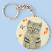 Autumn Kitty Butterflies Keychain keychains