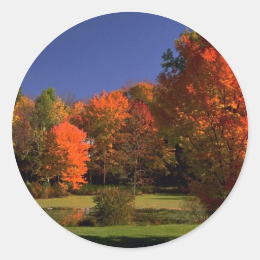 Autumn landscape, New England Round Sticker