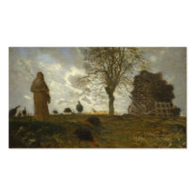 Autumn Landscape with a Flock of Turkeys - Millet Business Card Templates