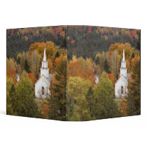 Autumn landscape with church, Vermont, USA 3 Ring Binder