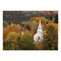 Autumn landscape with church, Vermont, USA Greeting Card