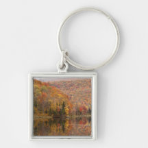 Autumn landscape with lake, Vermont, USA 2 Keychain
