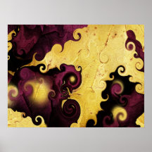 Autumn Leaf Abstract in Purple and Gold Poster