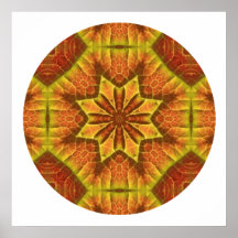 Autumn Leaf Kaleidoscopic Mandala Poster Design 1