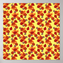 Autumn Leaf Mushroom Pattern Print